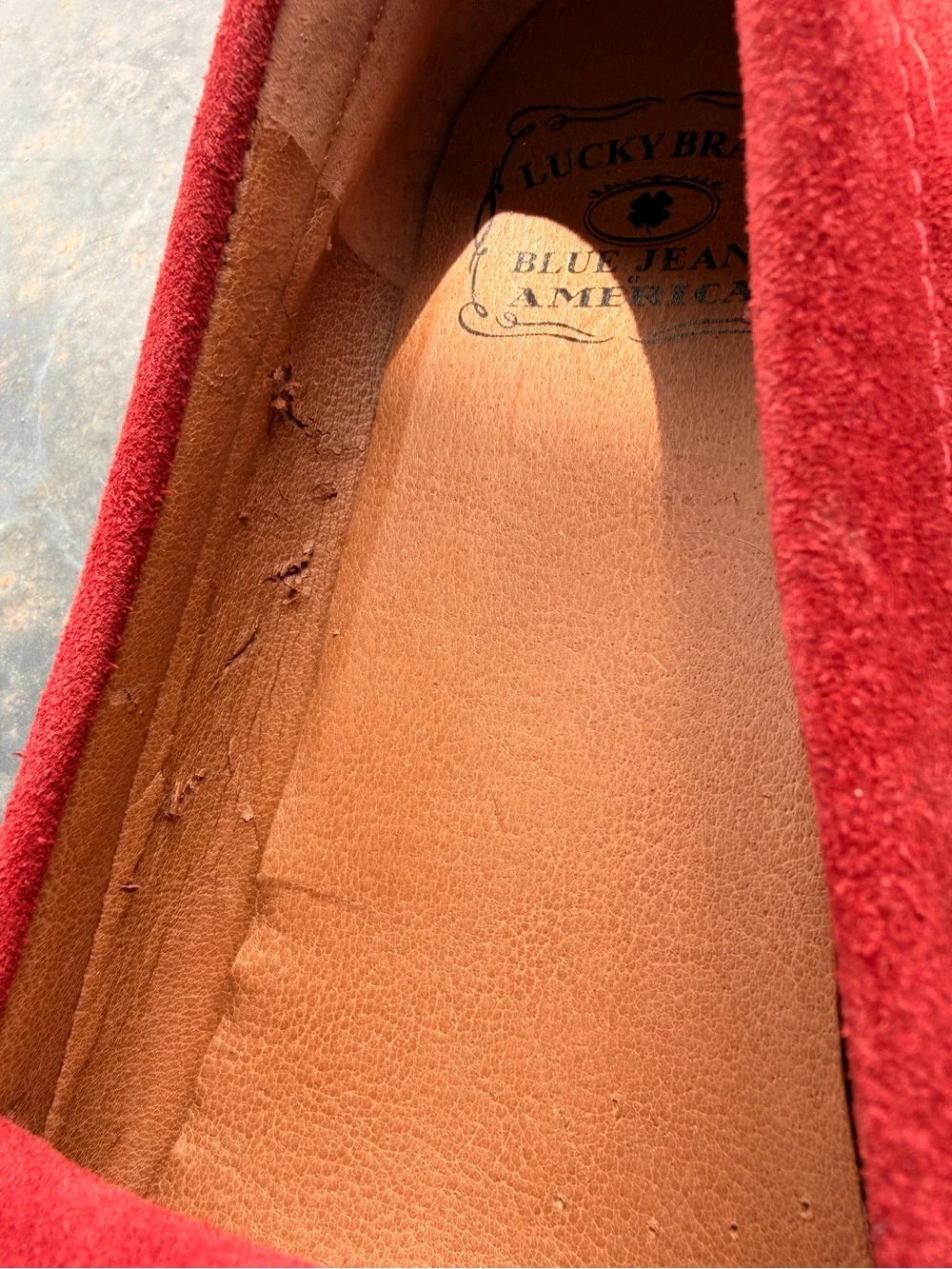 Lucky Brand Crimson Suede Moccasins tassels Sz 8 | Boho Festival Preppy Loafers - Picture 5 of 13